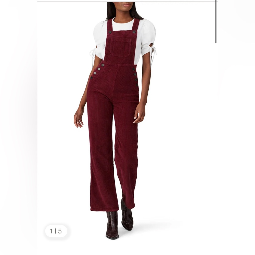 Reformation Burgundy Corduroy Overalls